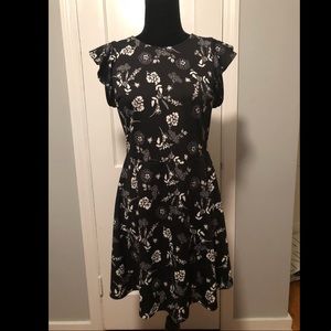 Black floral flounce dress